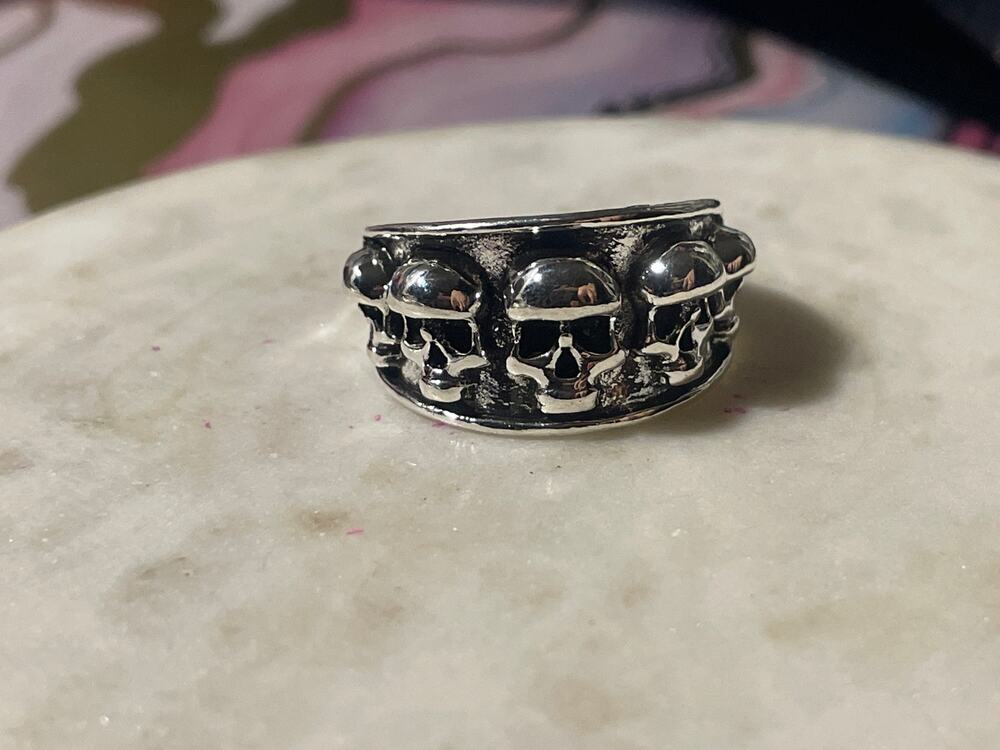 mens biker gothic skull wedding band style ring 10